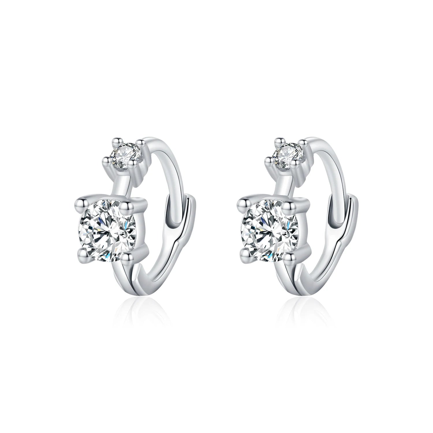 Silver Classic Stackable Tiny Round CZ Hoop Earrings