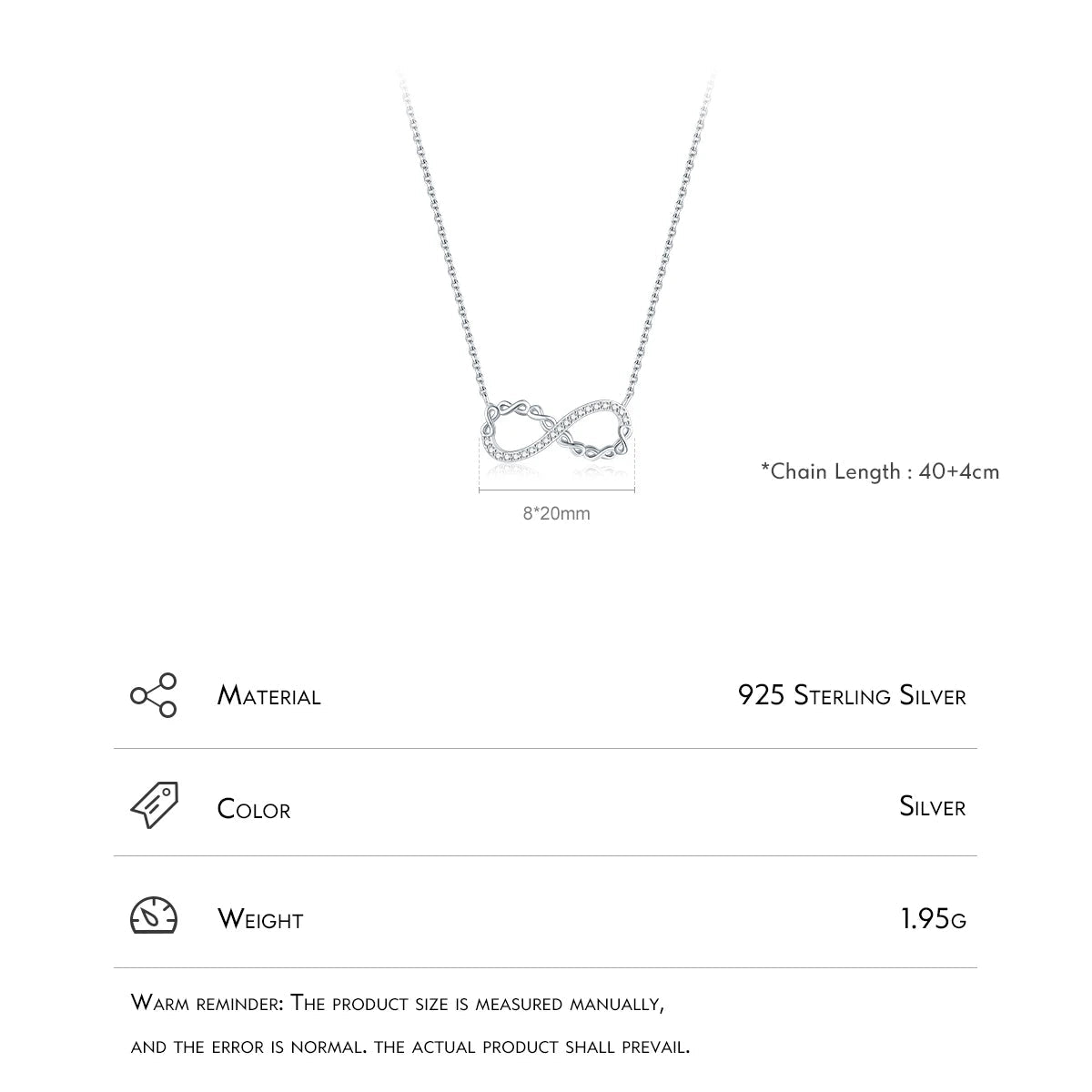 Pendentif romantique d'amour infini 