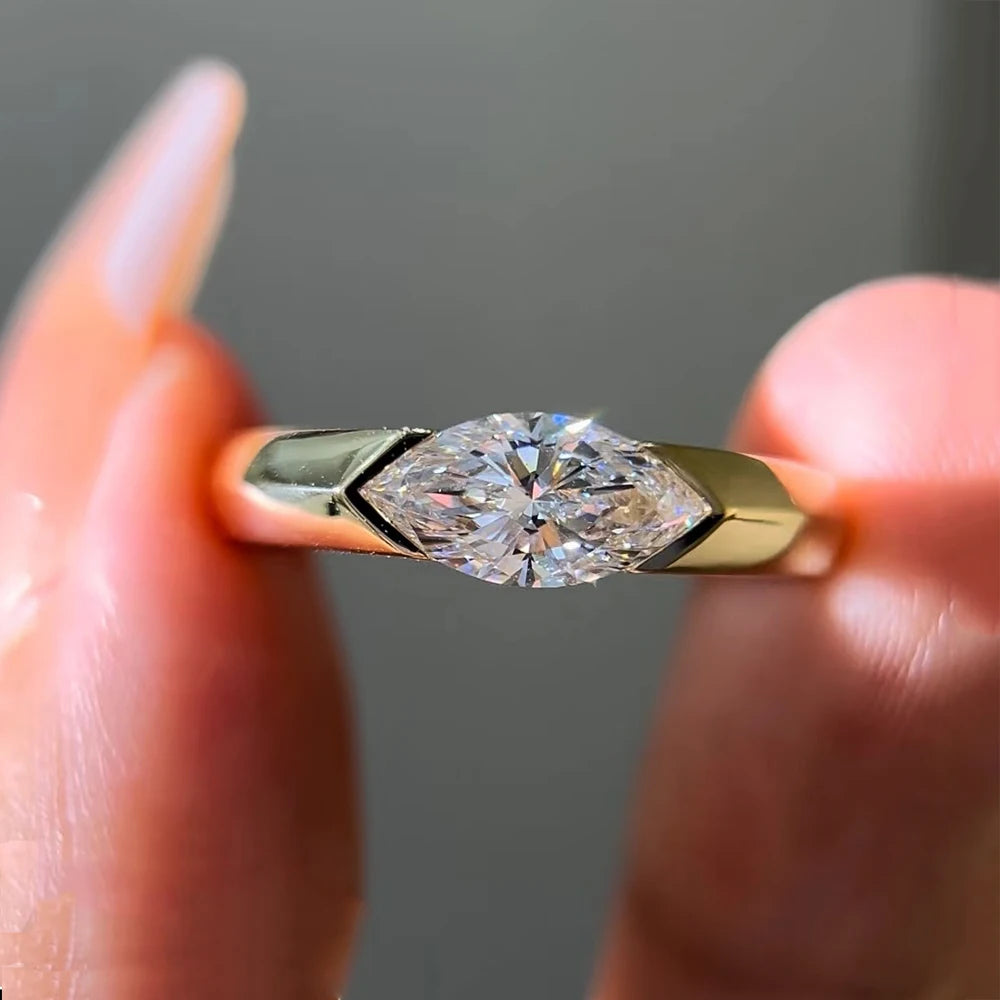 1CT Marquise Cut Moissanite Ring