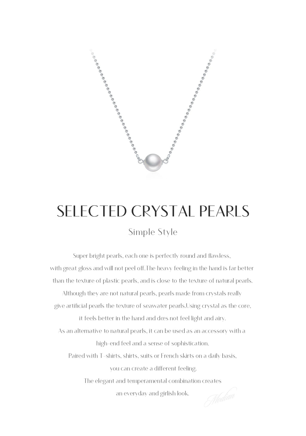 Collier élégant en perles de cristal 