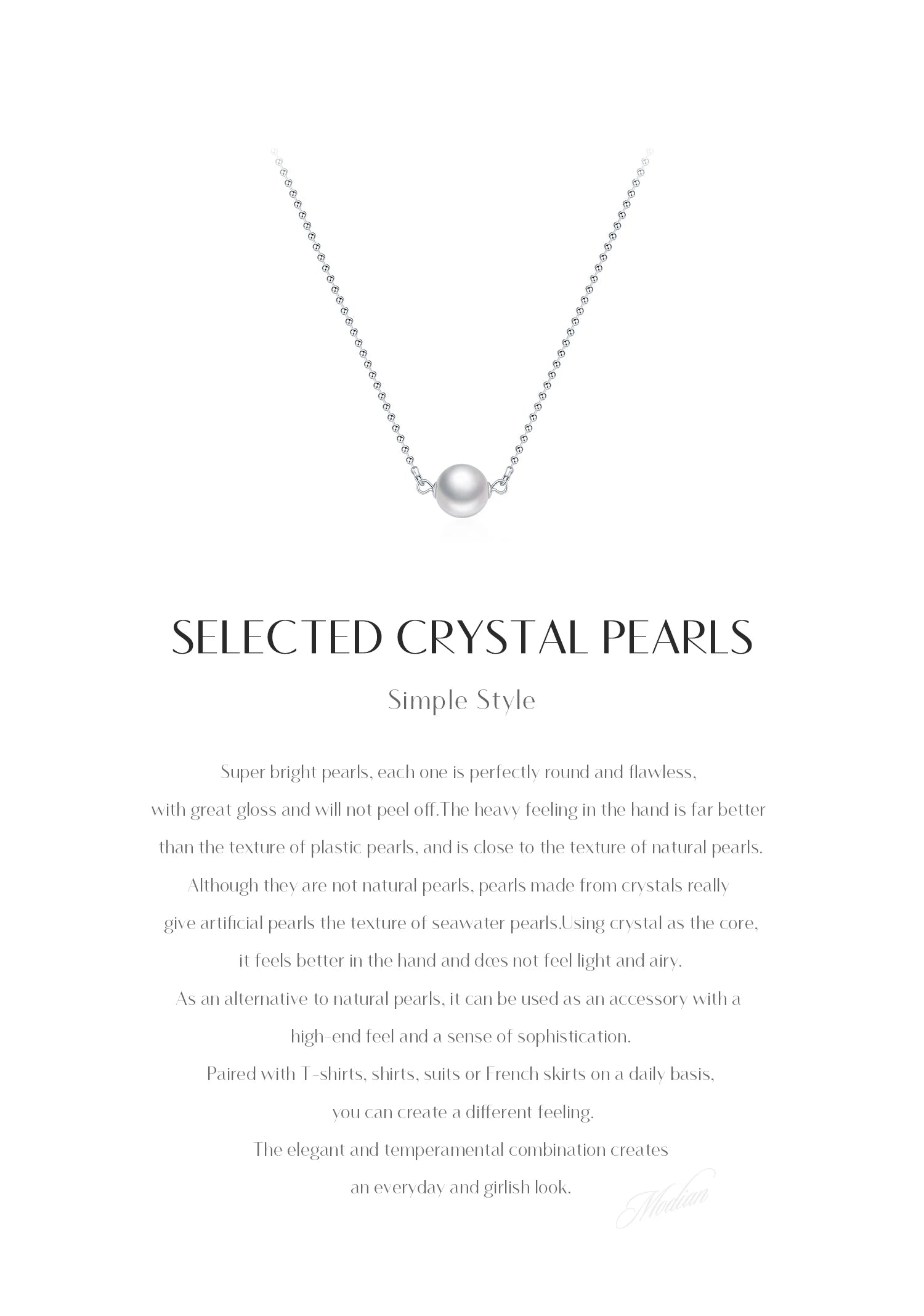 Collier élégant en perles de cristal 