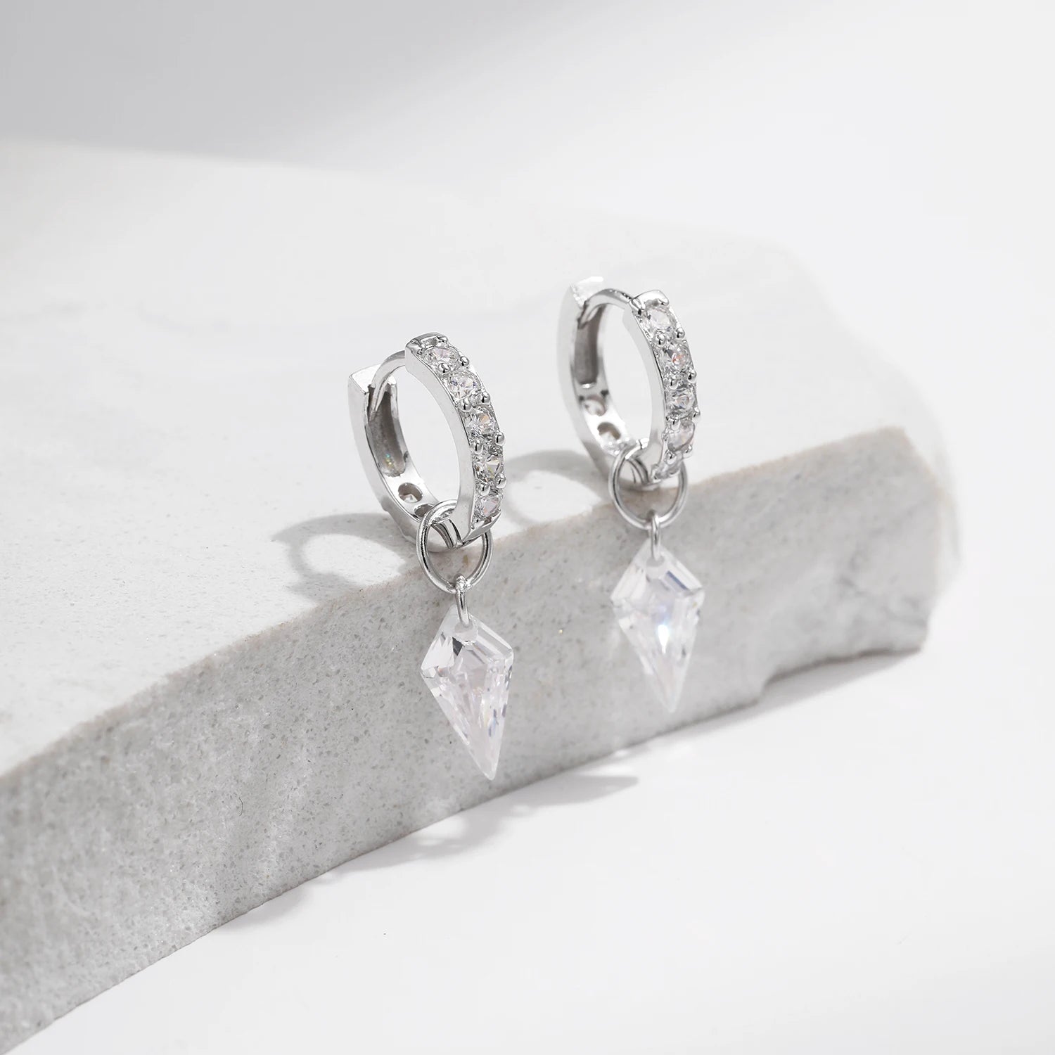 Rhombic Sparkling Hoop Earrings