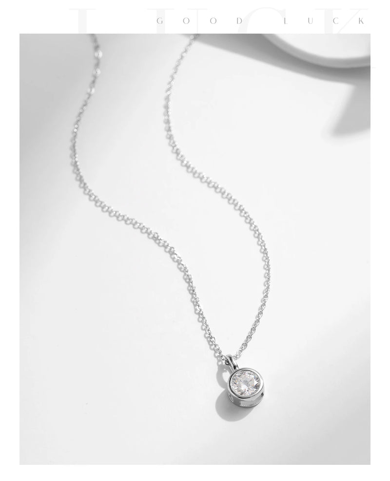 1 Carat D Color Round Bezel Setting Moissanite Pendant