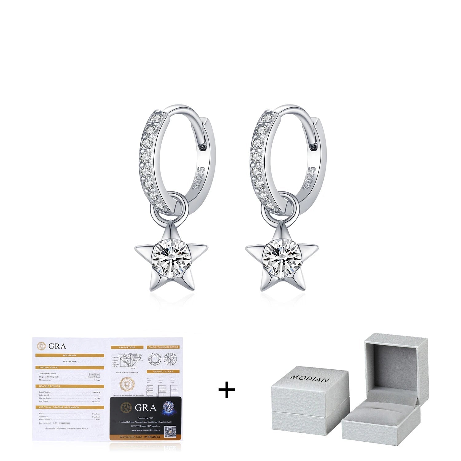 Boucles d'oreilles rondes en moissanite