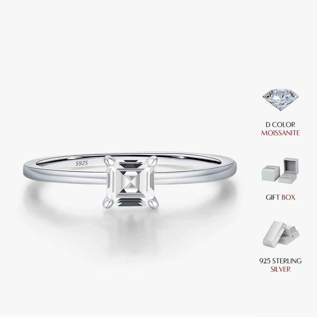 Emerald Cut Moissanite Ring