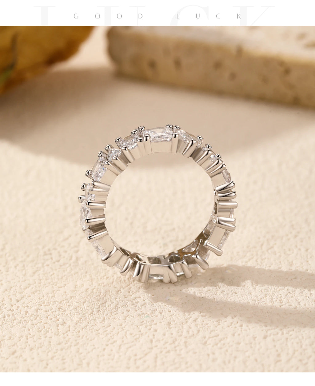 Geometric Water Drop Eternity Ring