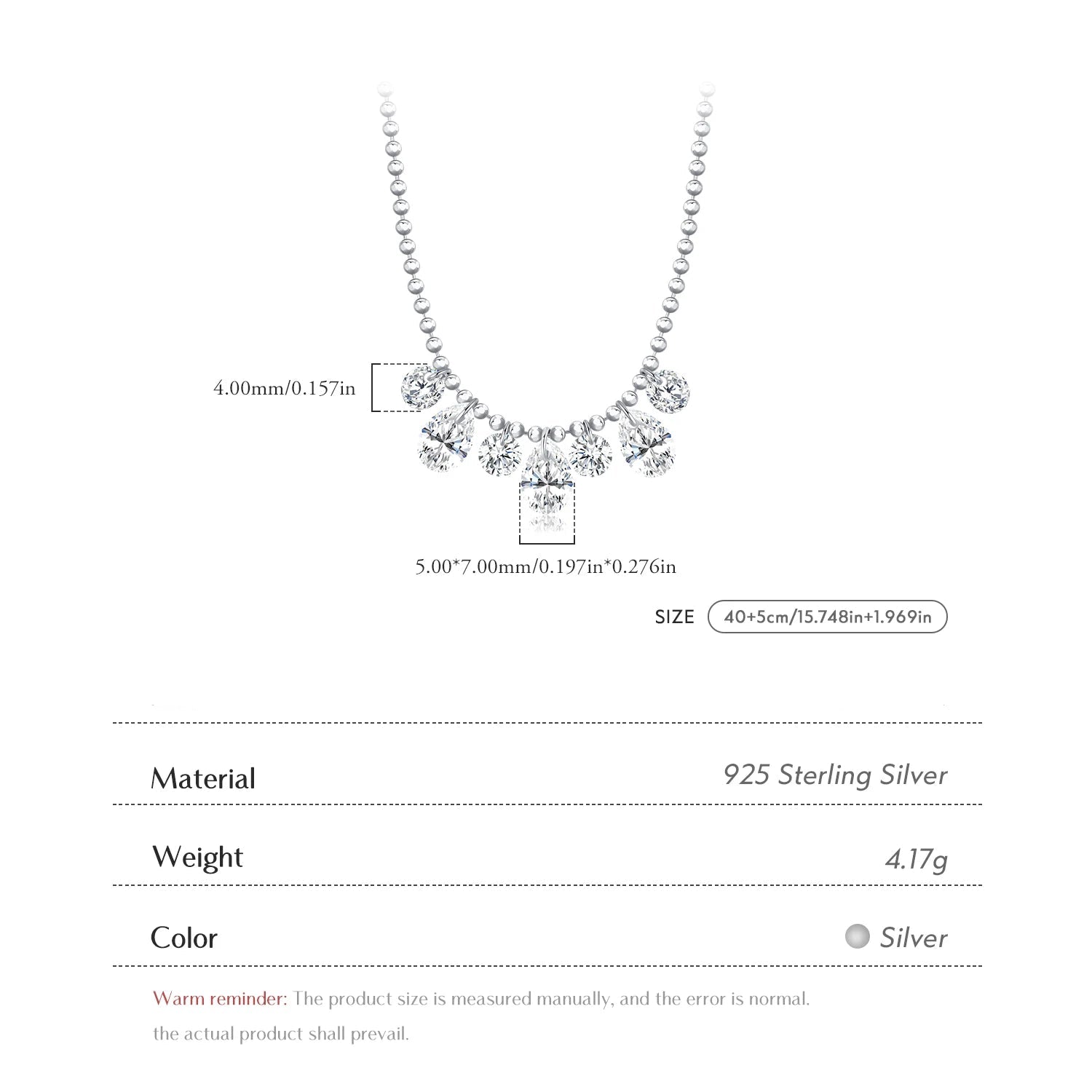 Collier en zircone poire scintillante 