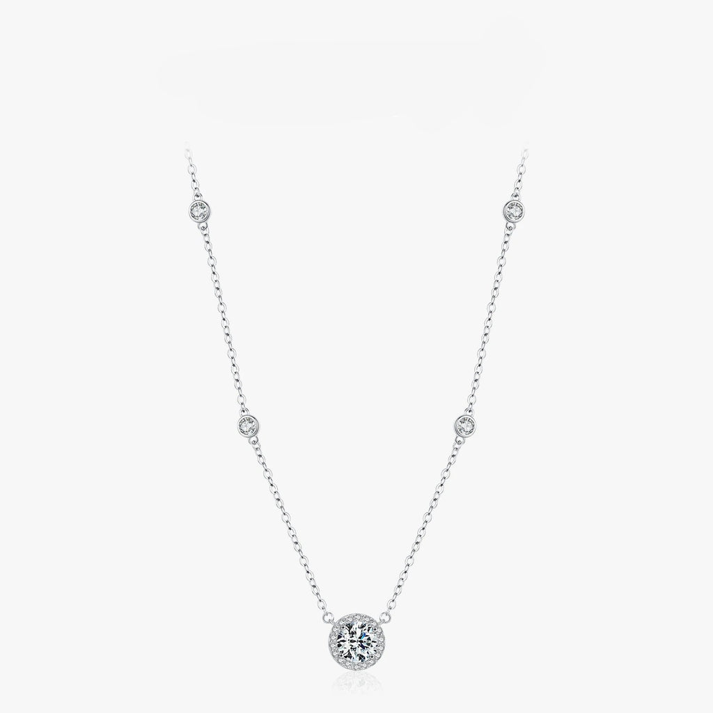 Pendentif rond en zircon transparent 