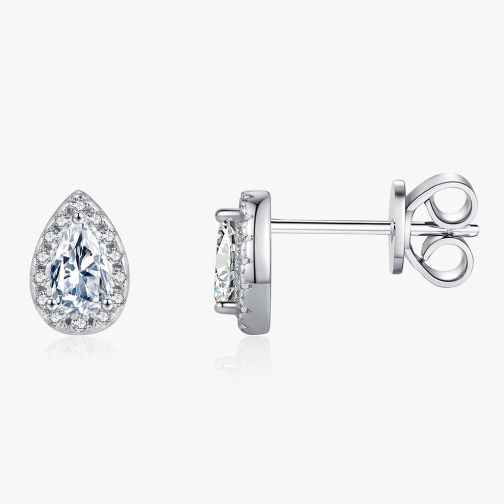 Pear Cut Moissanite Stud Earrings