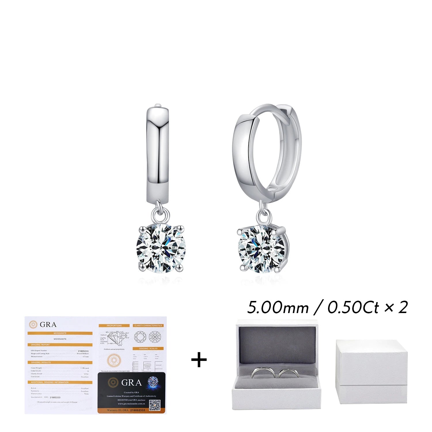1.0CT D Color Moissanite Hoop Earrings