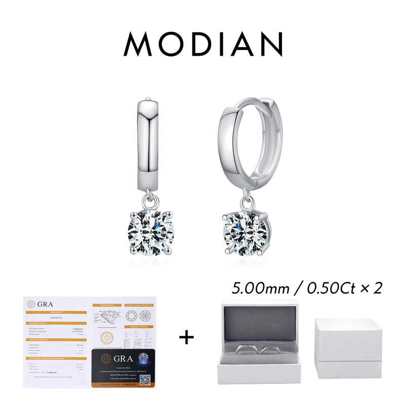 1.0CT D Color Moissanite Hoop Earrings
