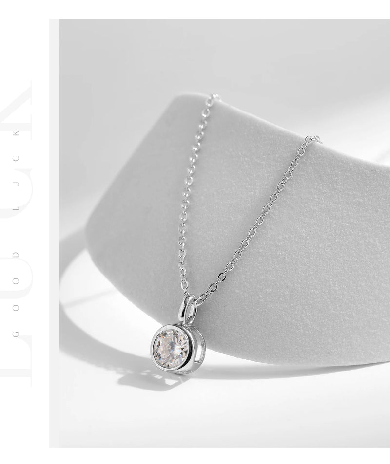 1 Carat D Color Round Bezel Setting Moissanite Pendant
