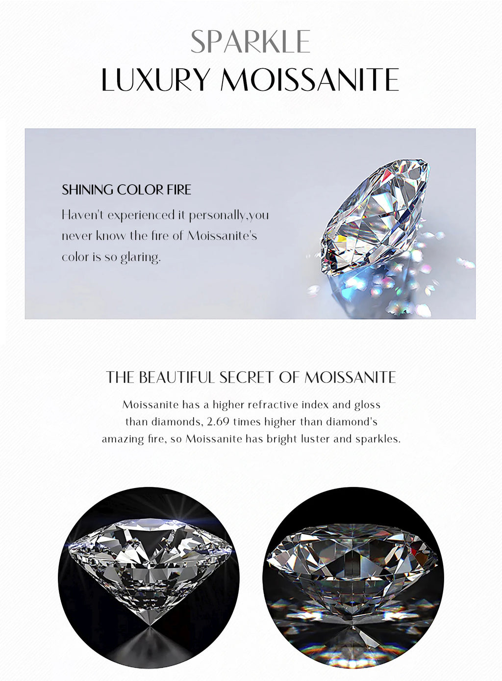 Boucles d'oreilles pendantes en moissanite