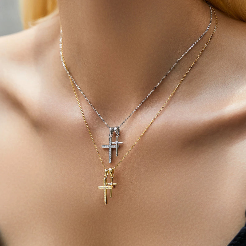 Double Cross Zircon Chain