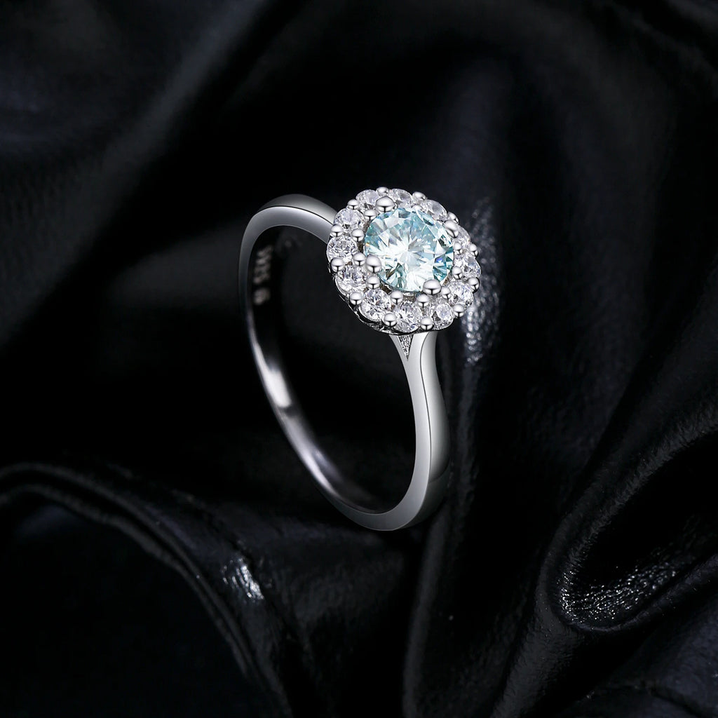 Green Teal Moissanite Ring