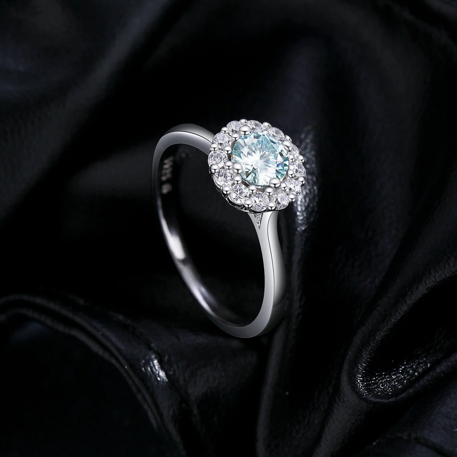 Green Teal Moissanite Ring