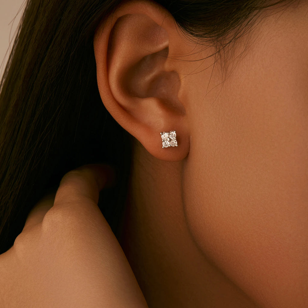 Moissanite Flower Earrings
