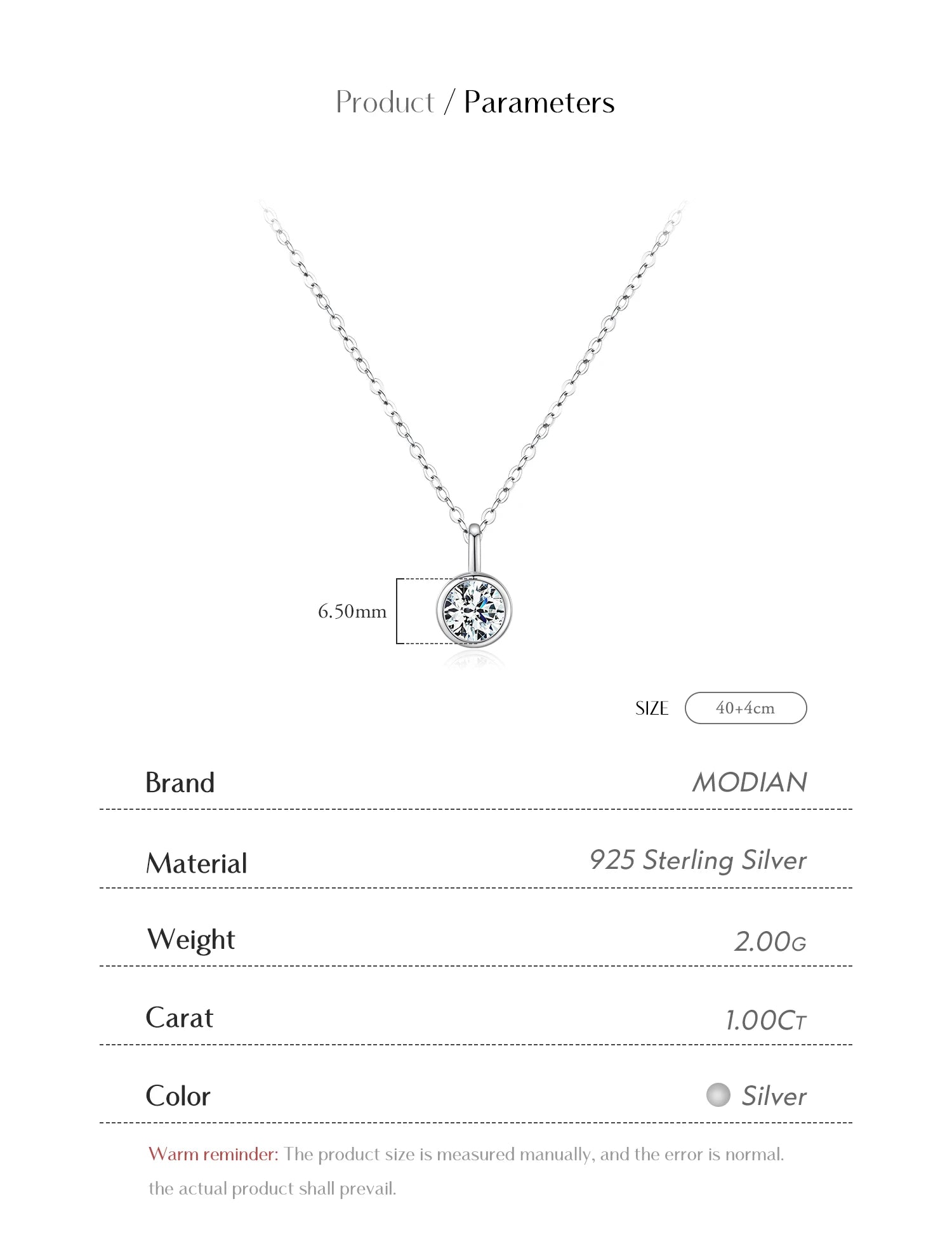 1 Carat D Color Moissanite Pendant