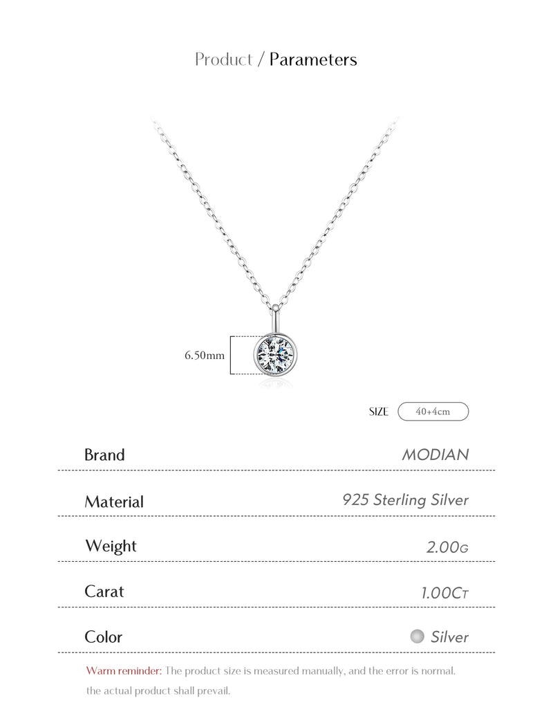 1 Carat D Color Round Bezel Setting Moissanite Pendant