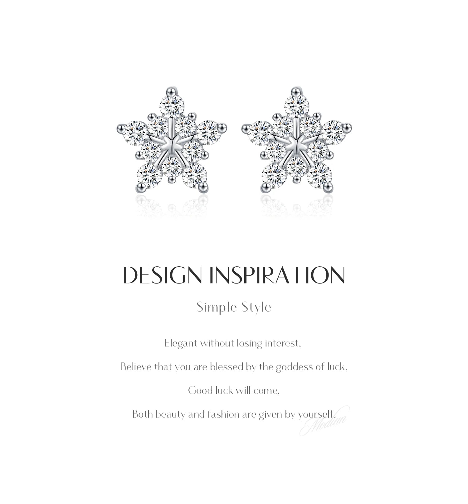 Boucles d'oreilles à tige flocon de neige - MOISSANITE