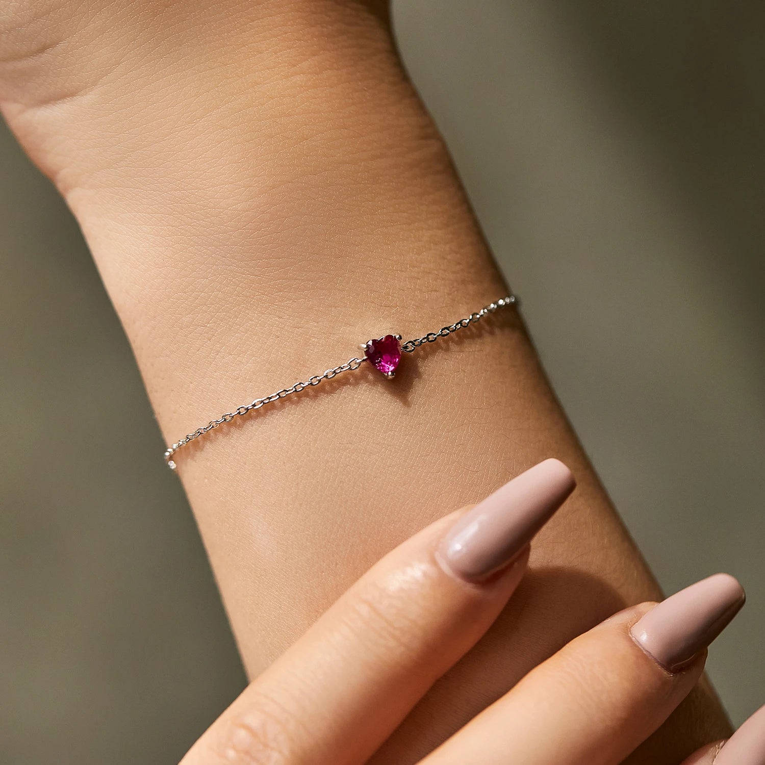 Romantic Rose Red Zirconia Heart  Bracelet