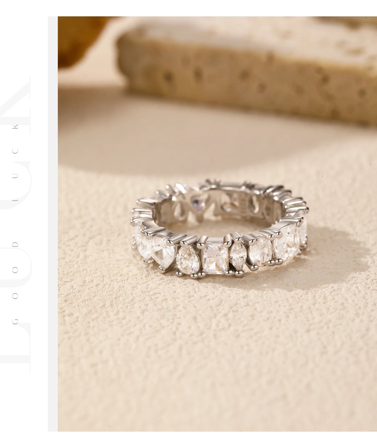 Geometric Water Drop Eternity Ring