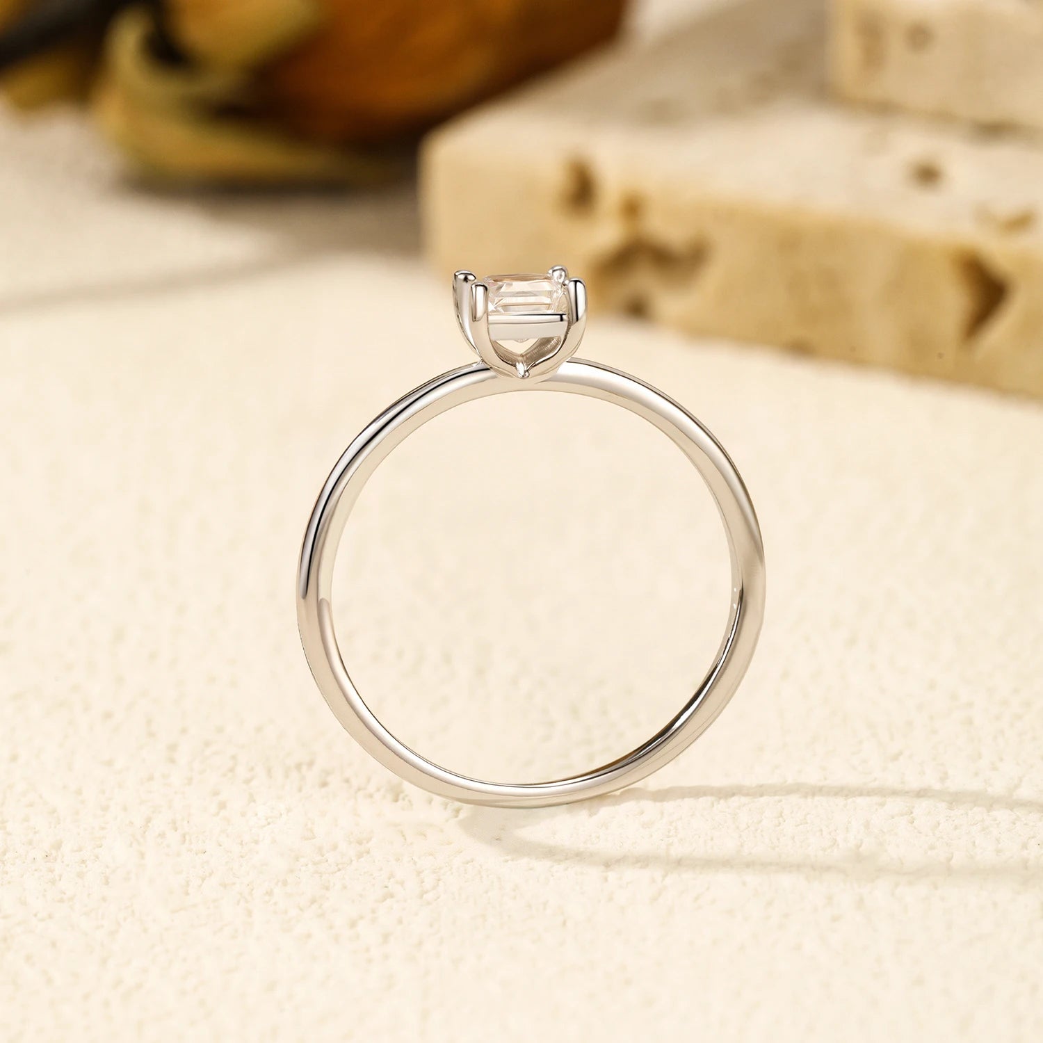 Emerald Cut Moissanite Ring