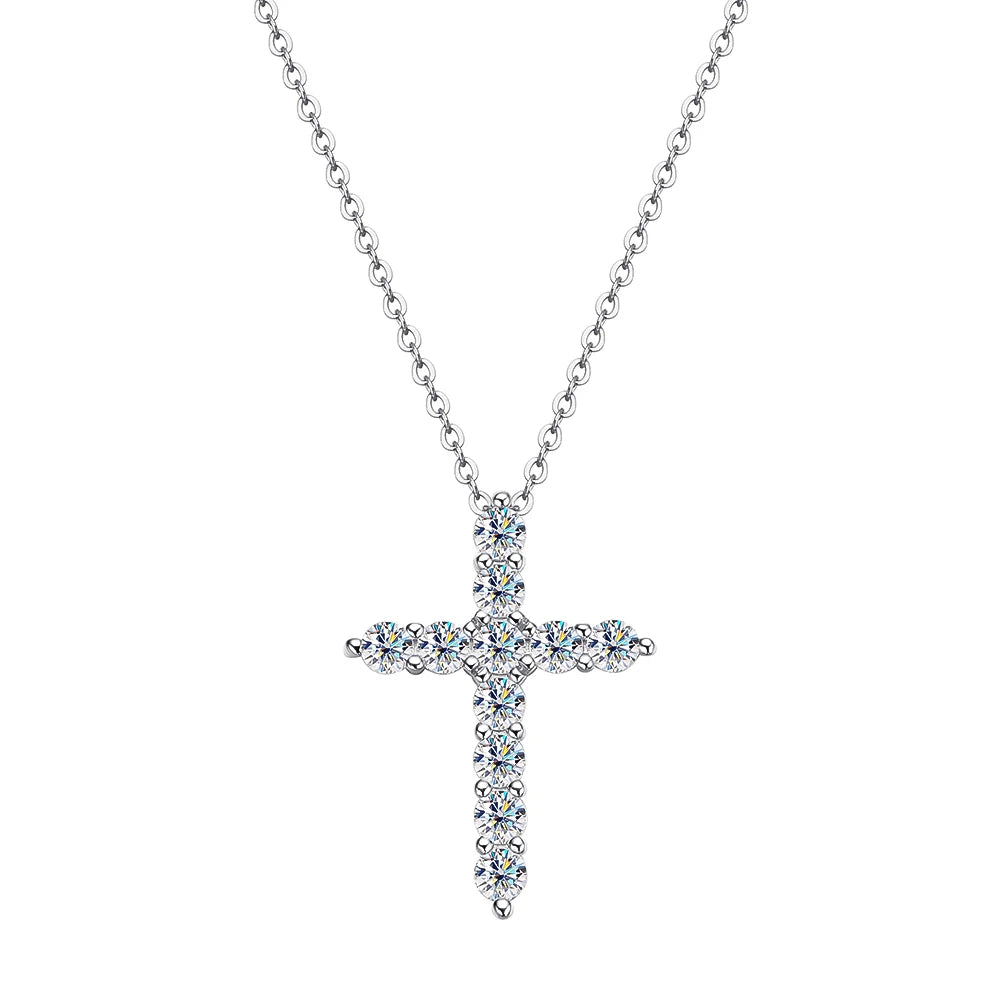 2.5-5MM Cross Moissanite Necklace