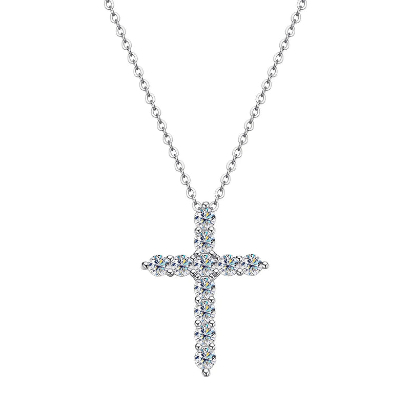 2.5-5MM Cross Moissanite Necklace