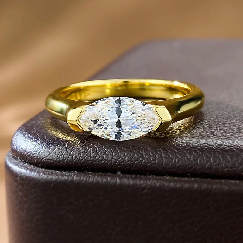 1CT Marquise Cut Moissanite Ring