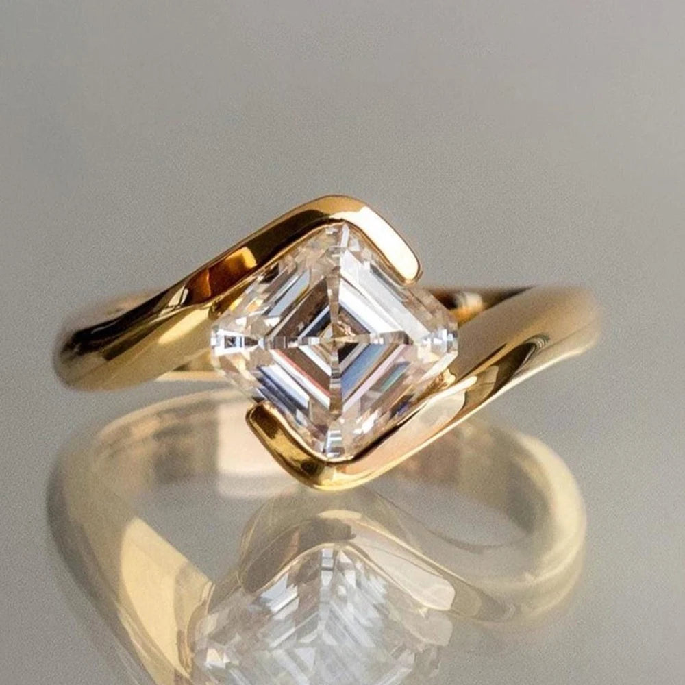 Asscher Cut Moissanite Ring
