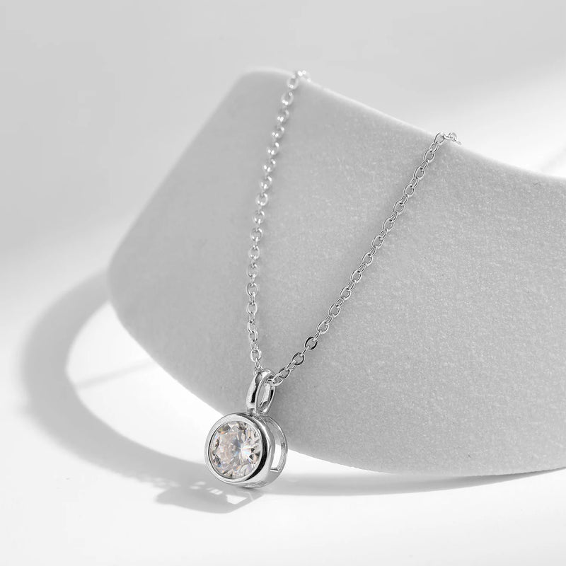1 Carat D Color Round Bezel Setting Moissanite Pendant