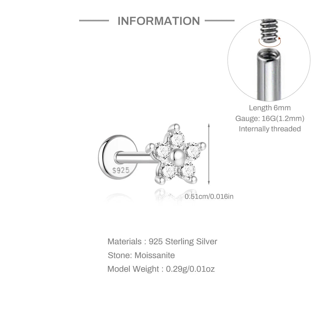 Moissanite Threaded Stud Earring