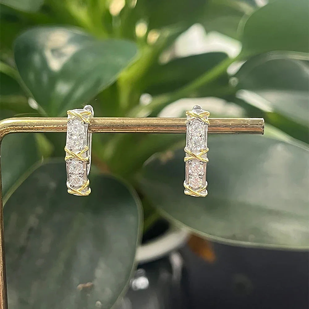 X-Shape Cross Moissanite Earrings