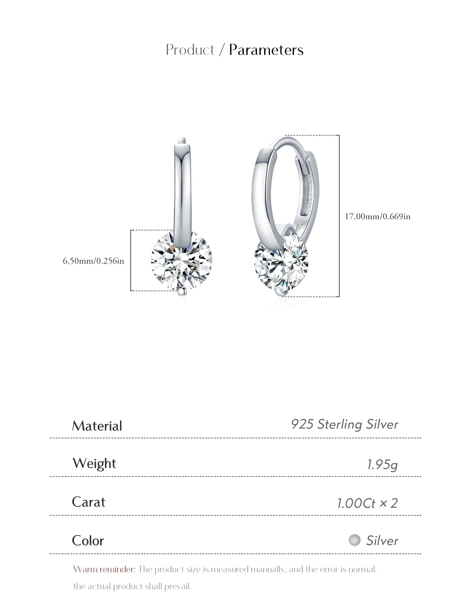 1.0CT D Color Moissanite Hoop Earrings