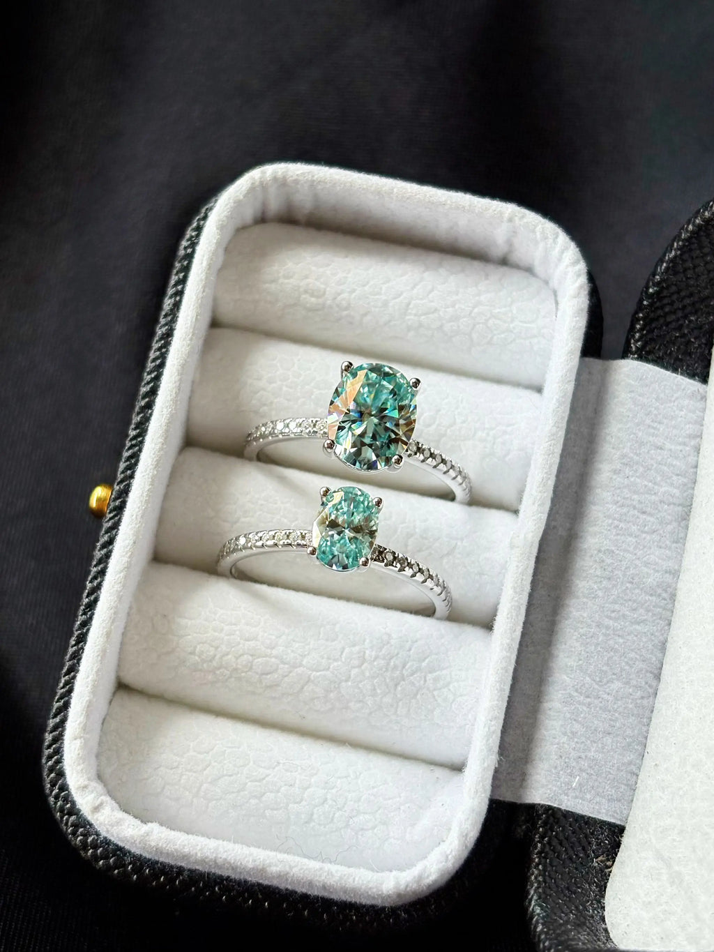 Oval Aquamarine Moissanite Ring