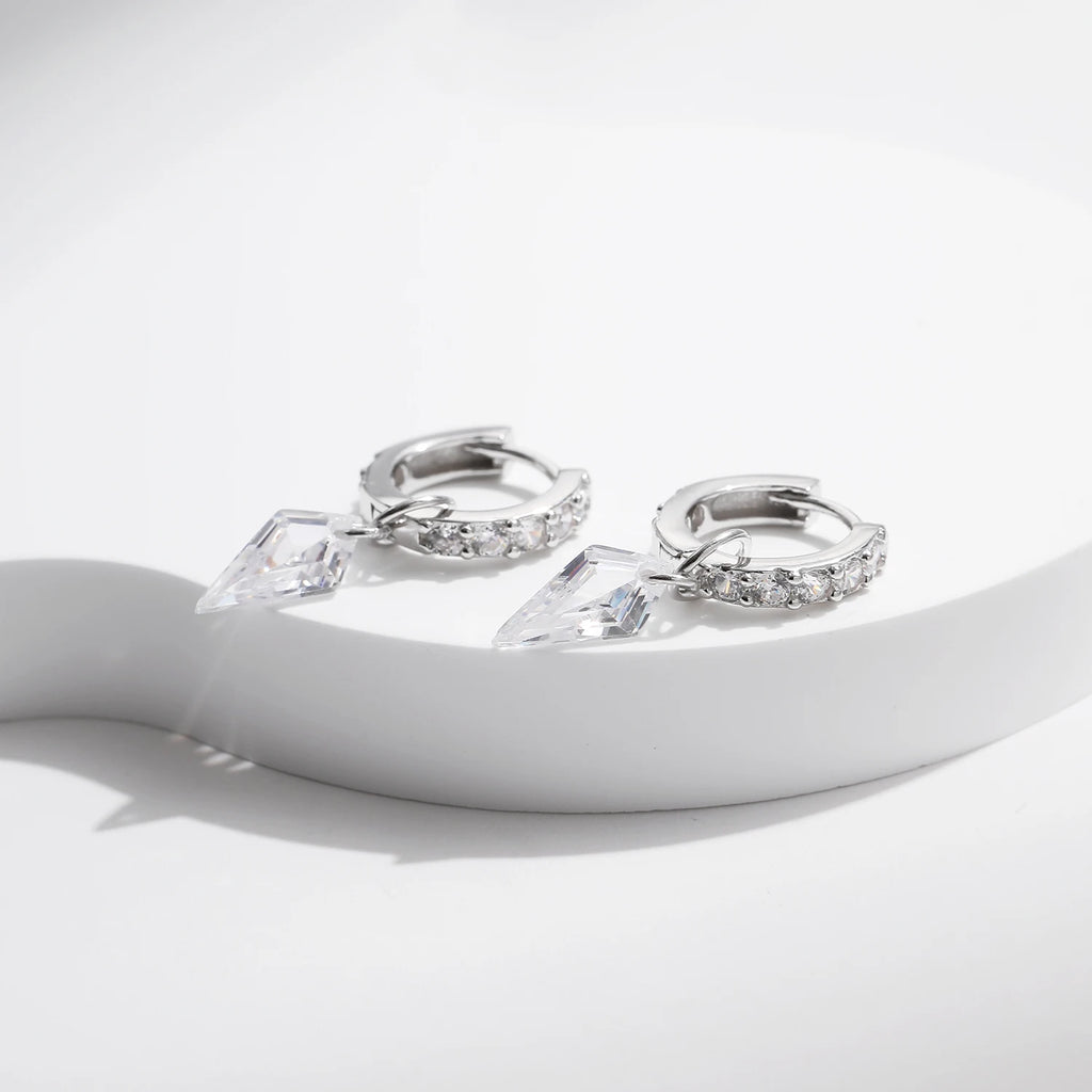 Rhombic Sparkling Hoop Earrings