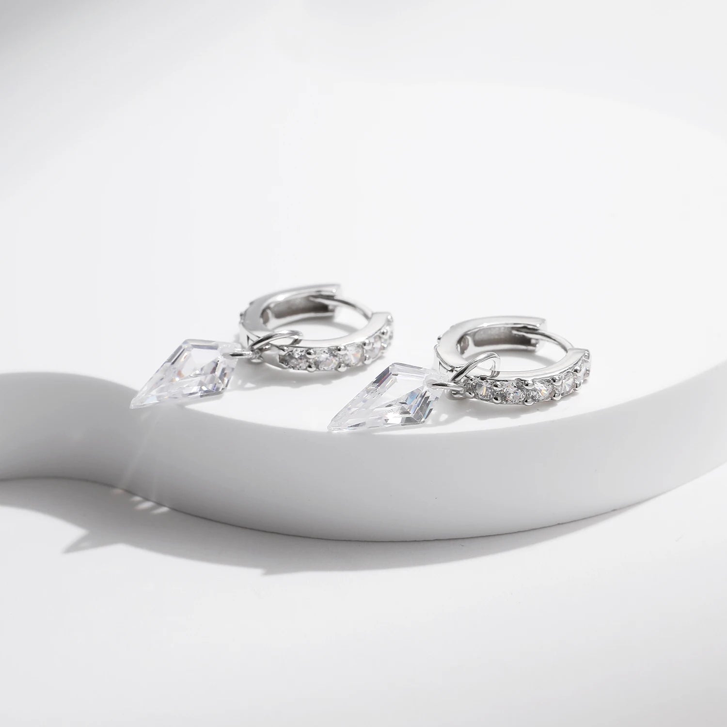 Rhombic Sparkling Hoop Earrings
