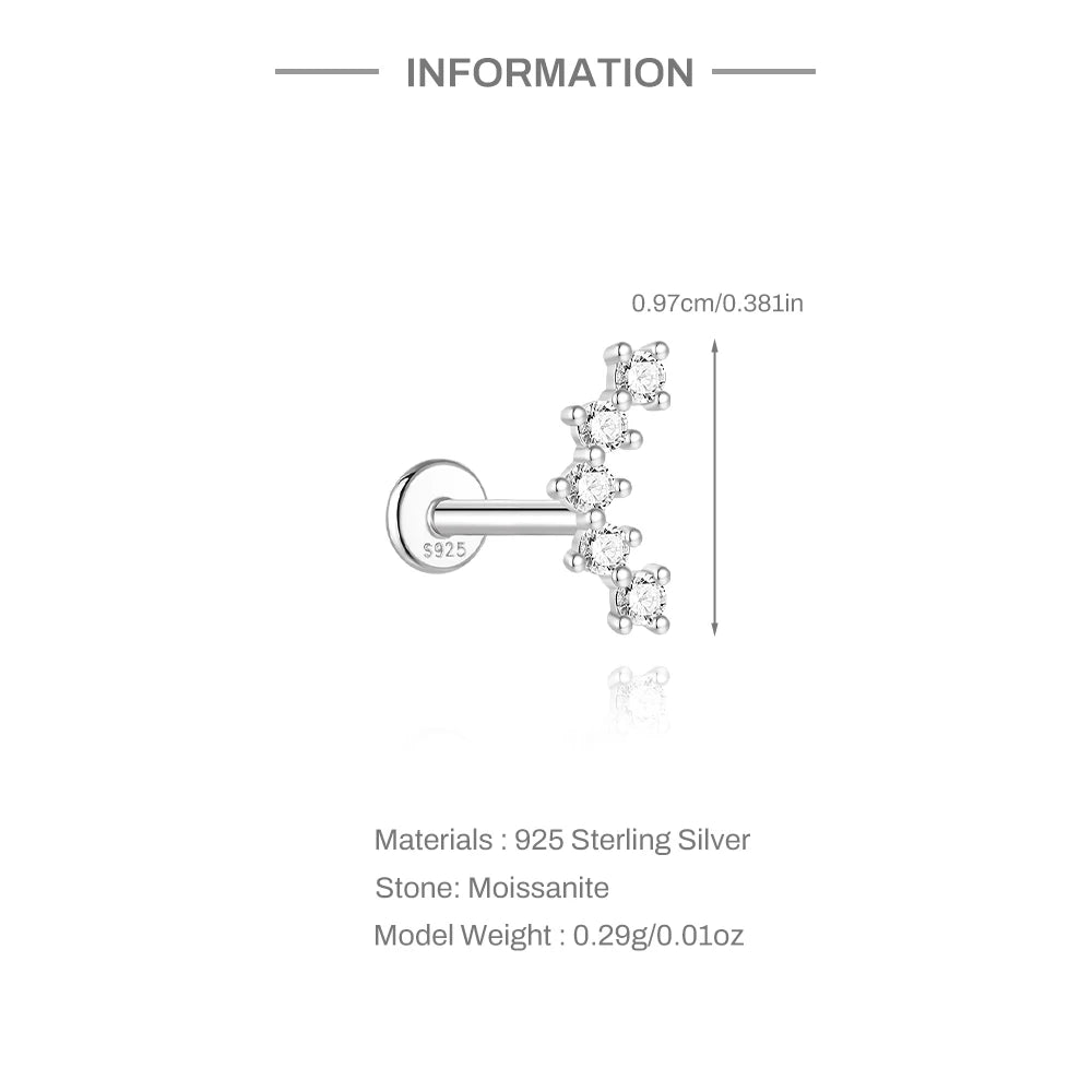 Moissanite Threaded Stud Earring