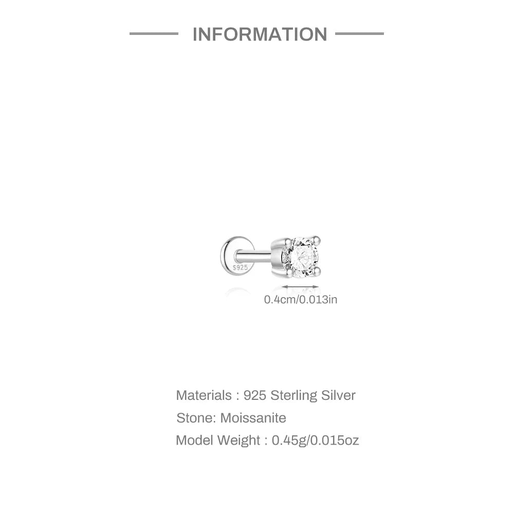 Moissanite Threaded Stud Earring