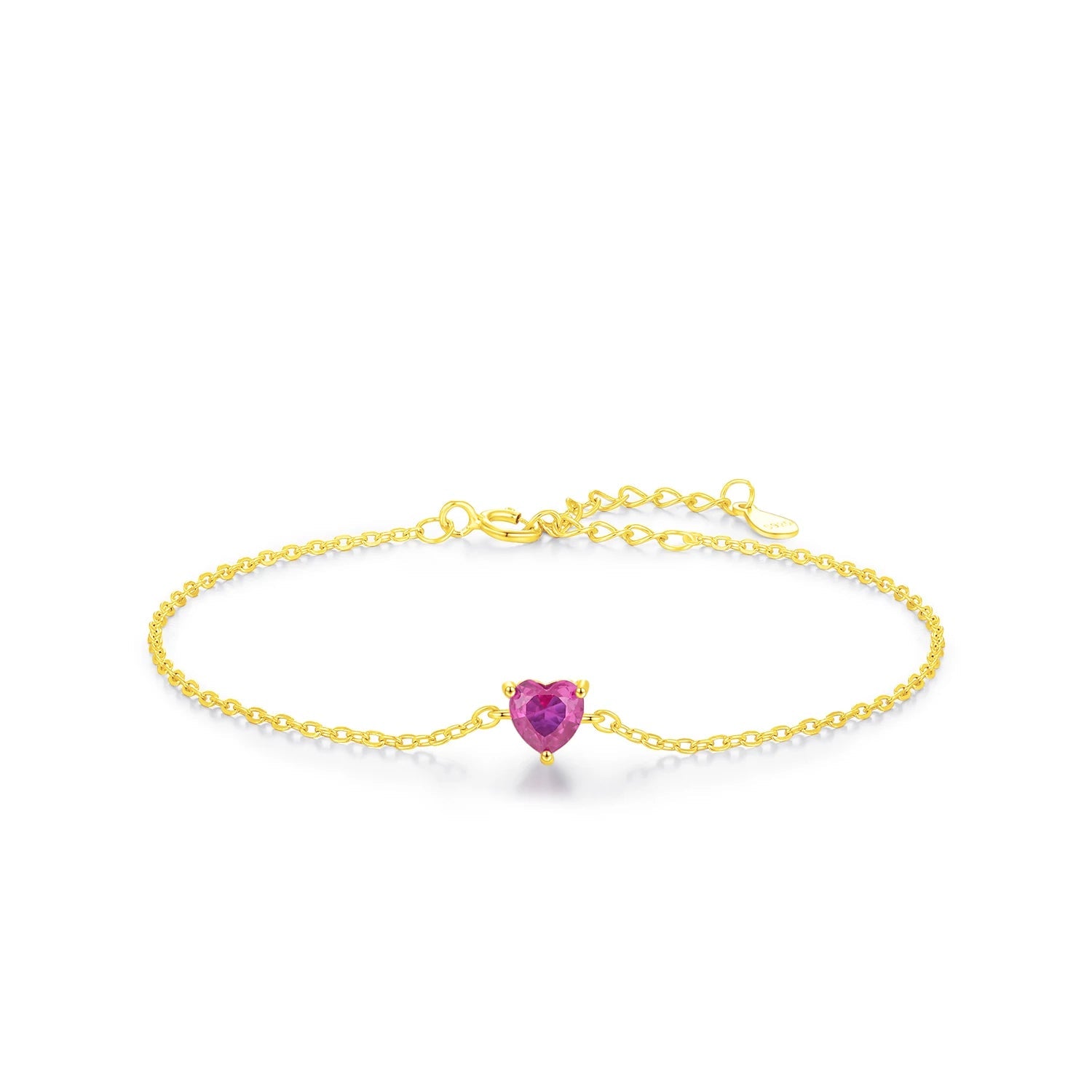 Romantic Rose Red Zirconia Heart  Bracelet