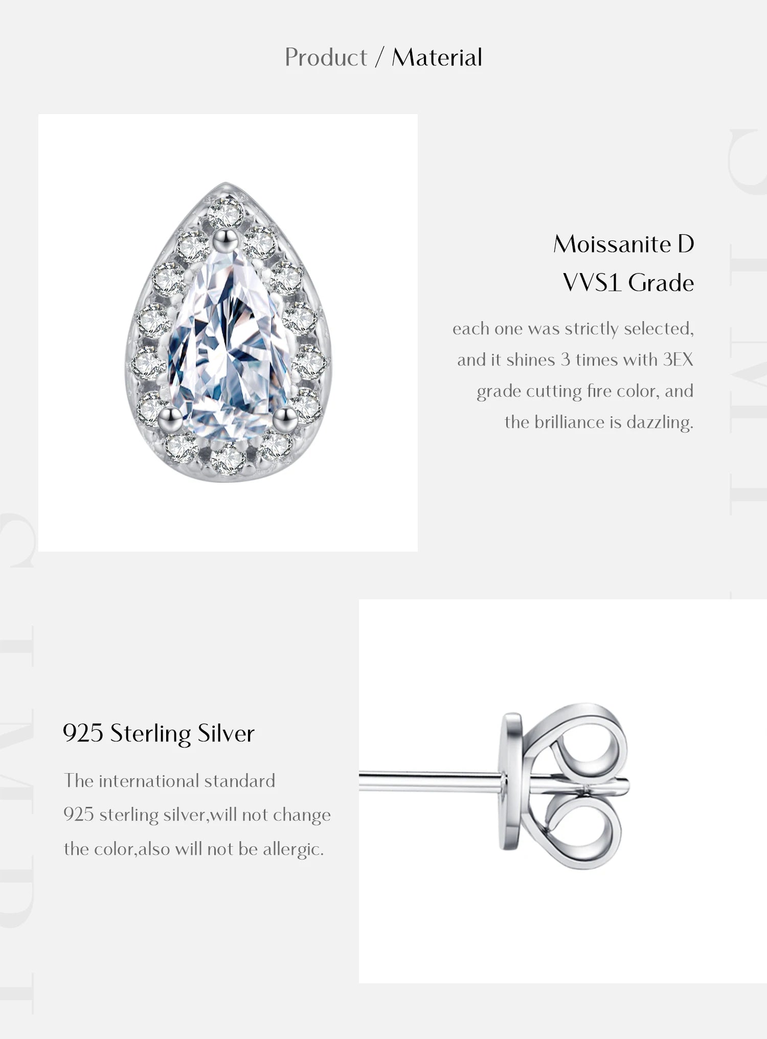 Pear Cut Moissanite Stud Earrings