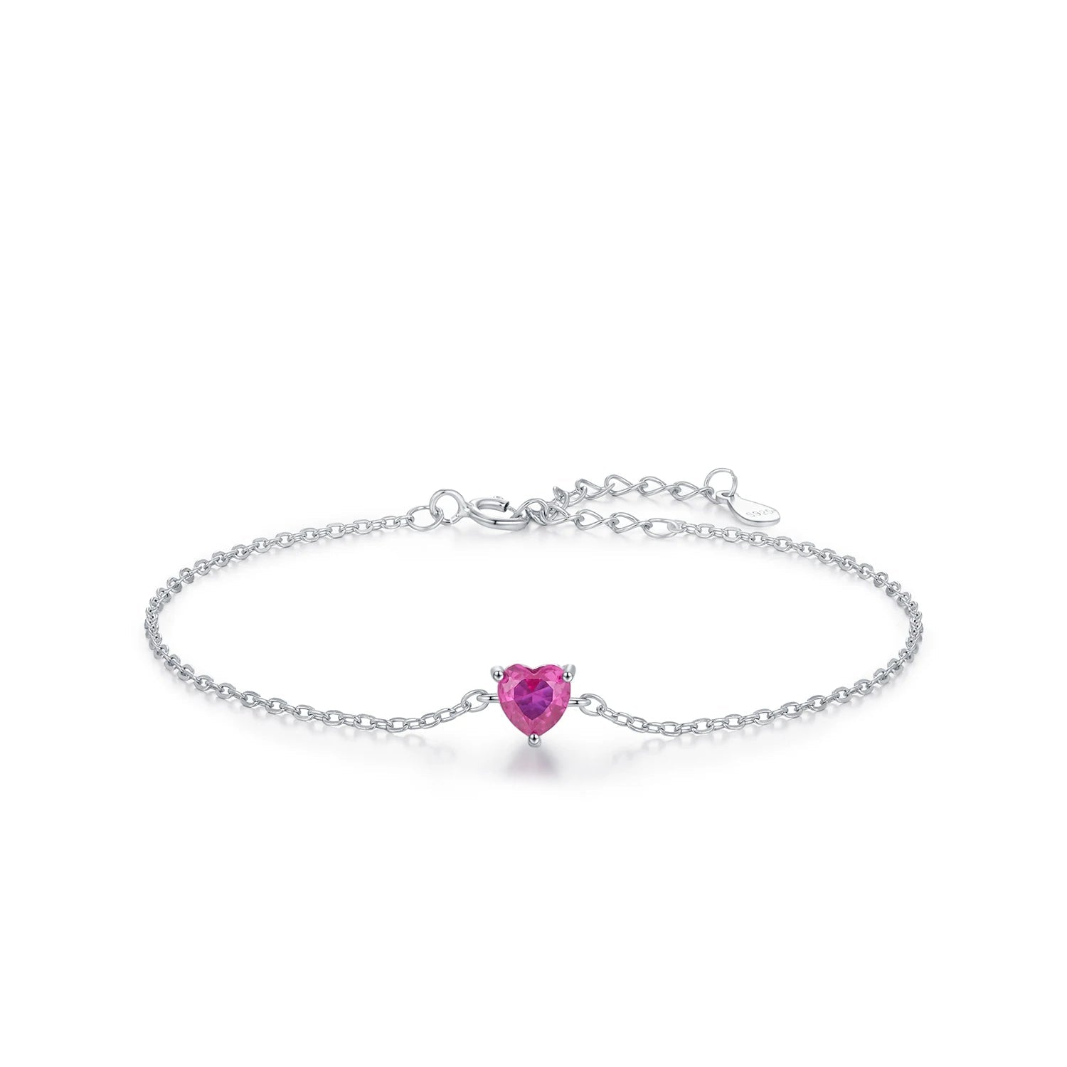 Romantic Rose Red Zirconia Heart  Bracelet