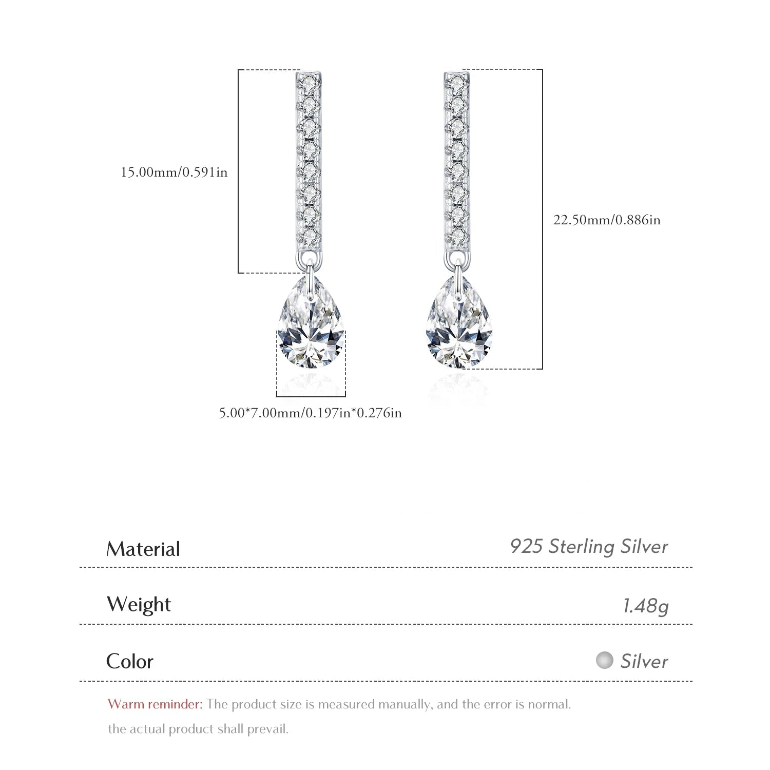 Stunning Water Drop Zircon Stud Earrings