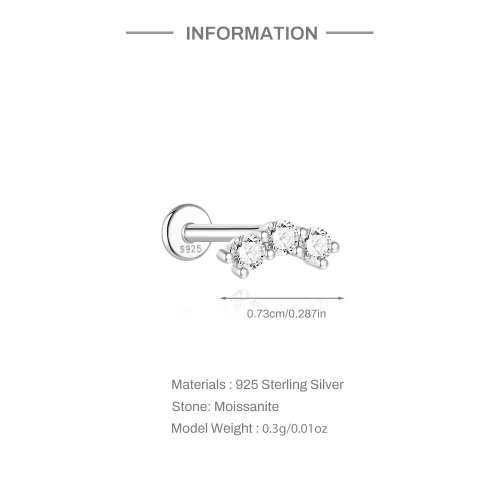 Moissanite Threaded Stud Earring