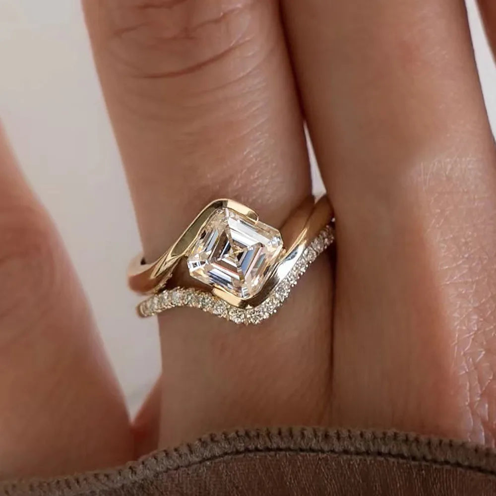 Asscher Cut Moissanite Ring