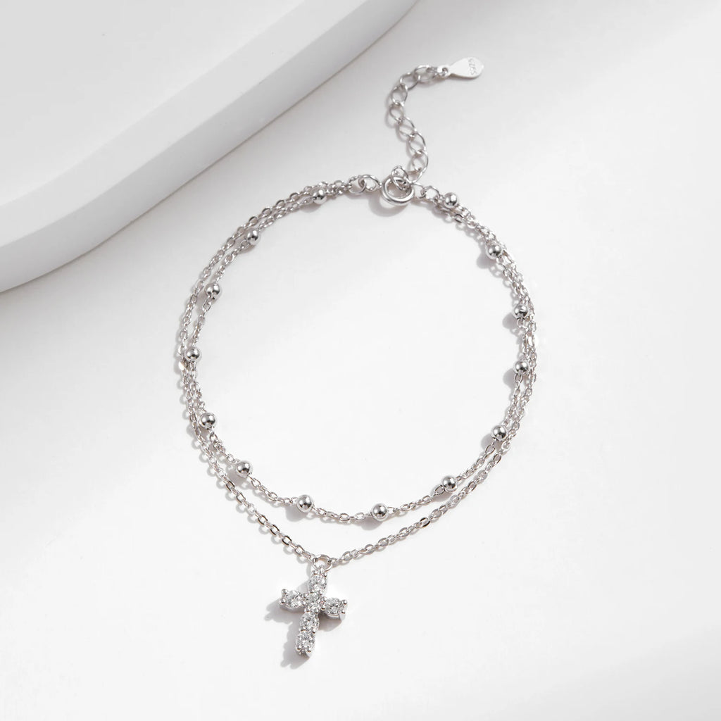 Exquisite Cross Bracelet - Double Layer Link Chain