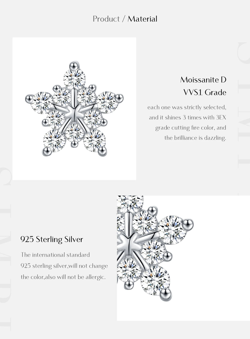 Snowflake Stud Earrings - MOISSANITE