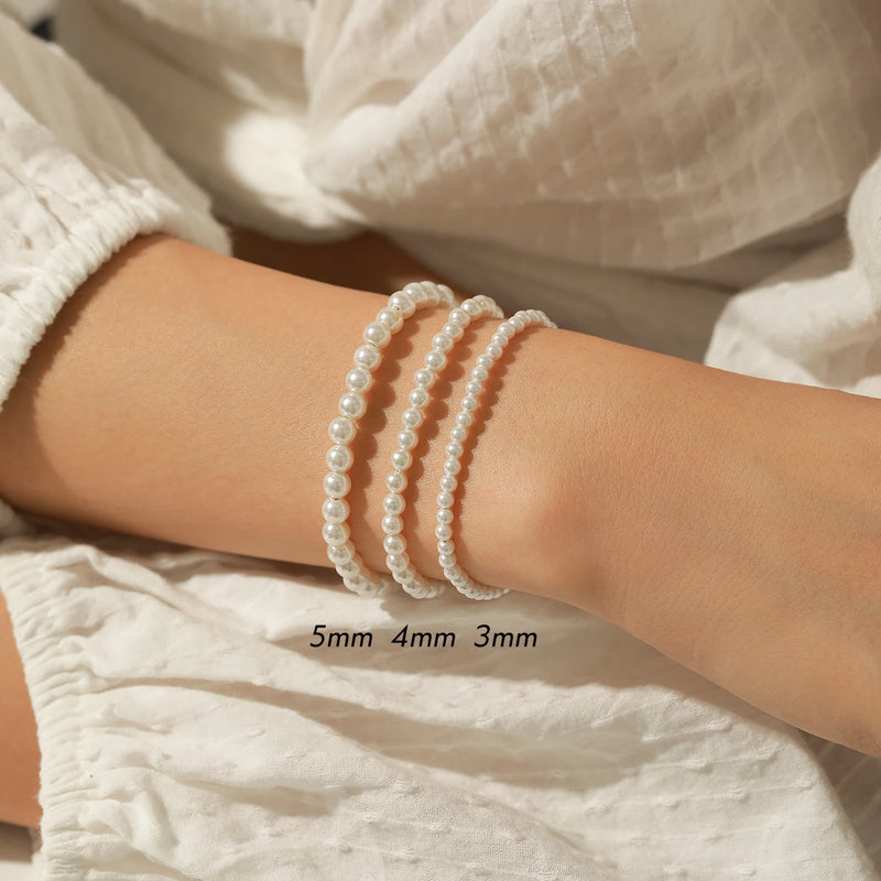 Delicate 3MM 4MM 5MM Stackable Shell Pearl Bracelet