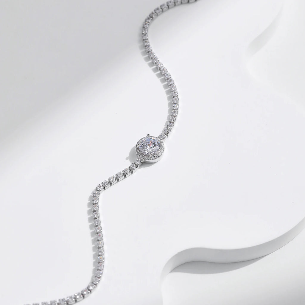 Halo Clear Cubic Zirconia Tennis Bracelets